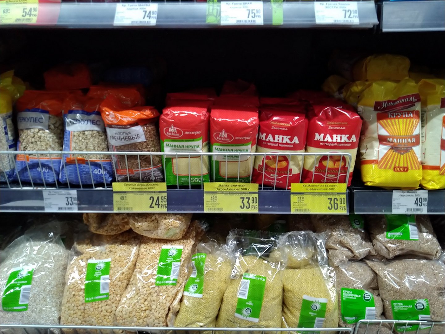 Anaqueles de supermercado con productos