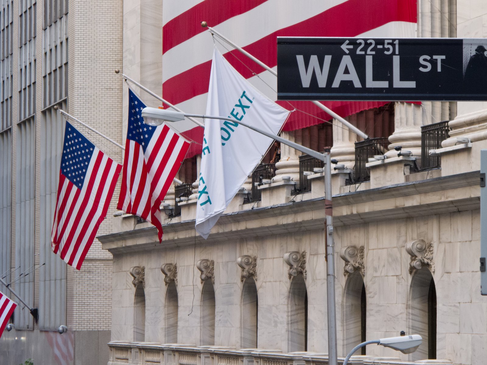 Edificio de la Bolsa de Valores de Nueva York (NYSE) en Wall Street
