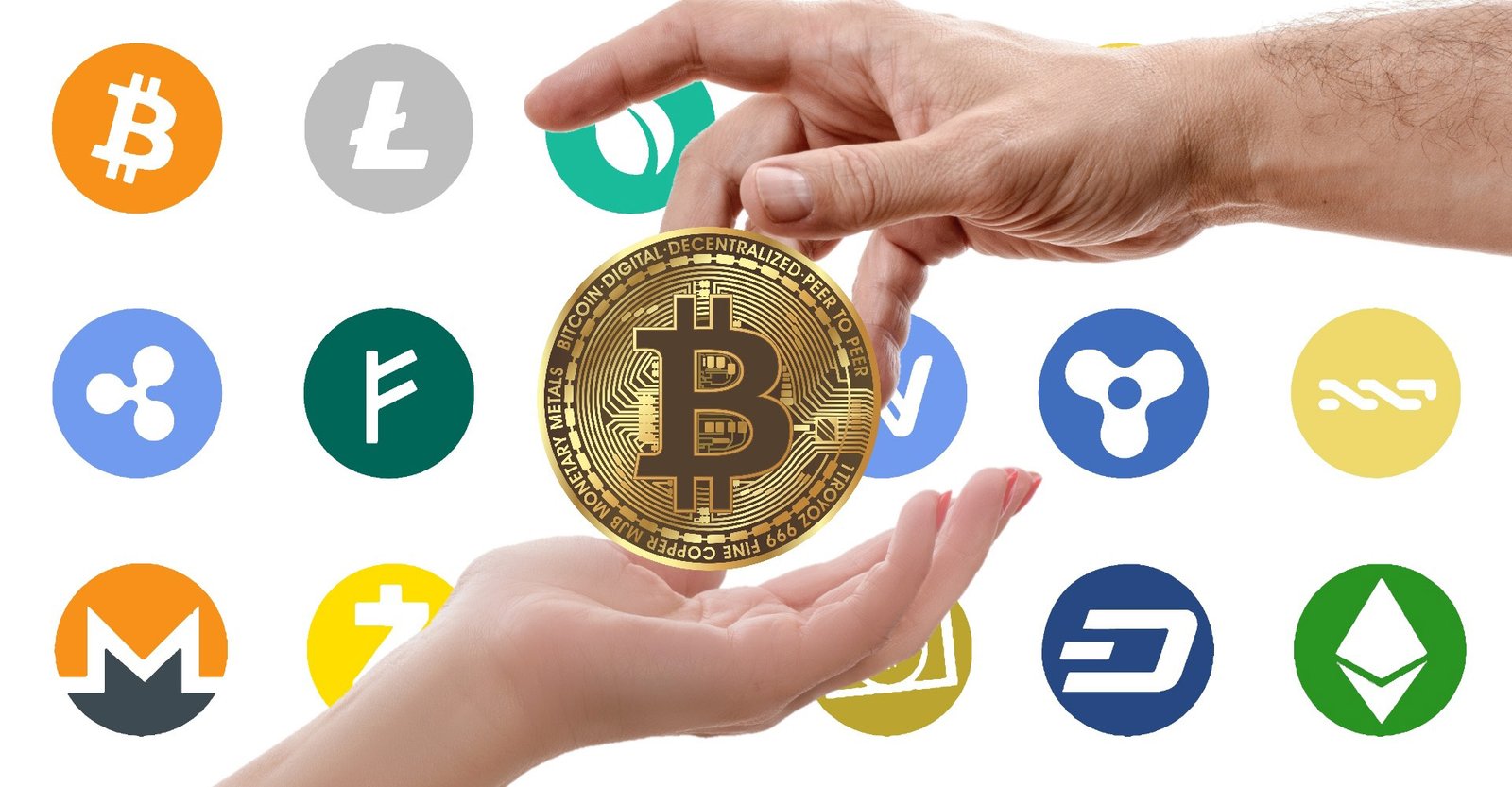 Logotipos de distintas criptomonedas representando el ecosistema cripto