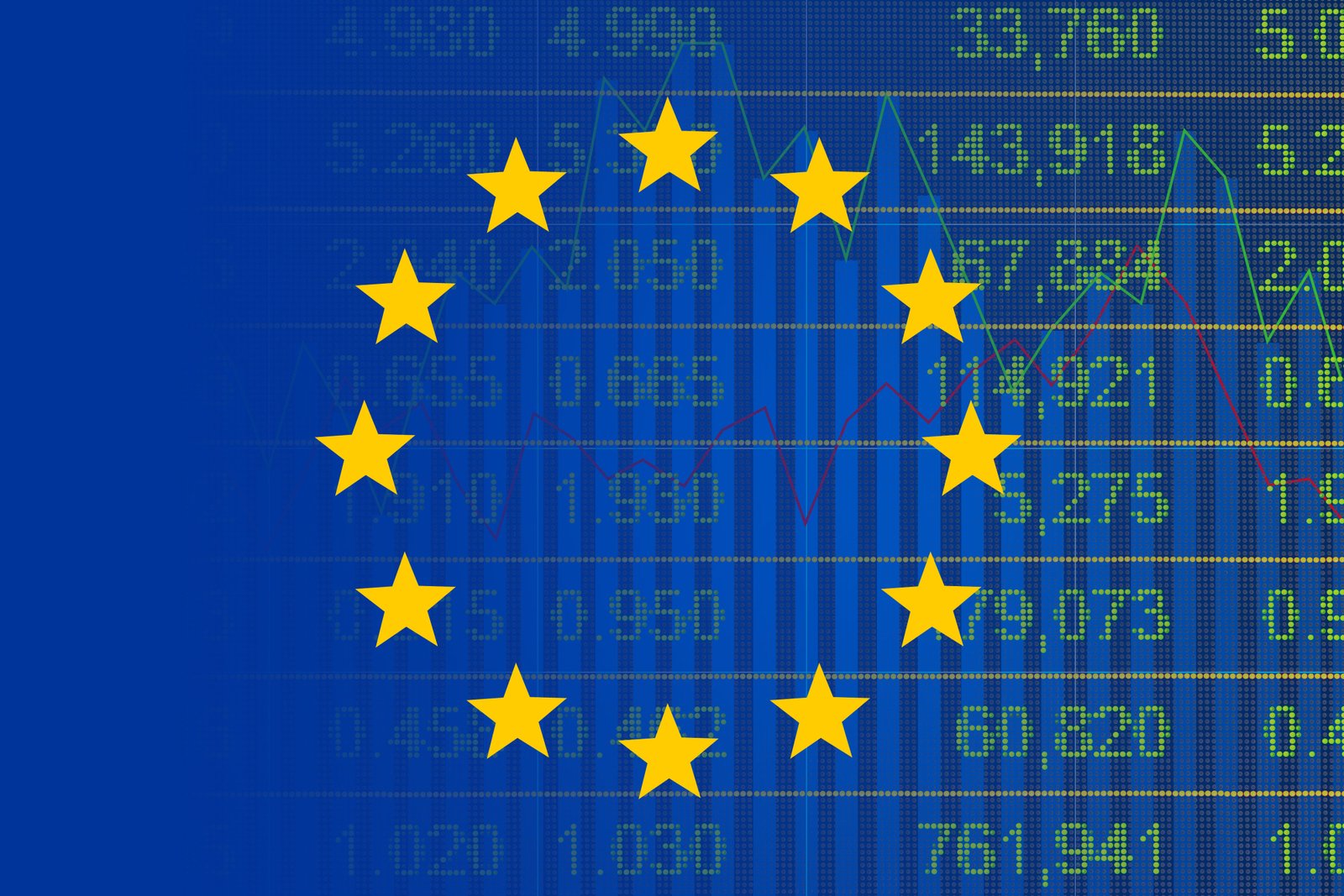 Pantalla con gráficos bursátiles mostrando la evolución de un índice de mercado
