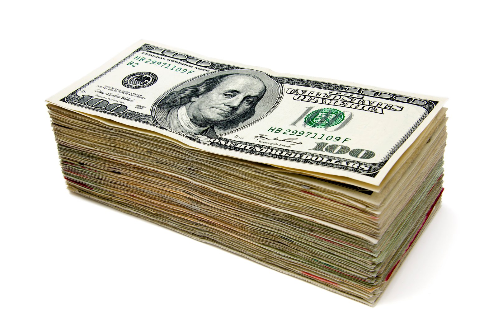Billetes de dólares estadounidenses apilados, en referencia a la fortaleza del dólar frente al peso mexicano